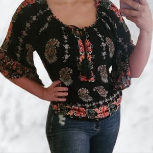 Bila Black Floral Blouse